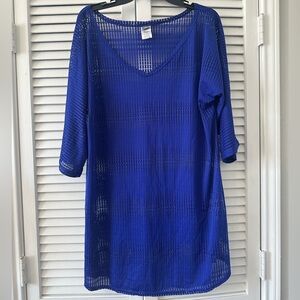 O'Neill Swimsuit Coverup Blue Open Weave 3/4 Sleeve Womens XL
